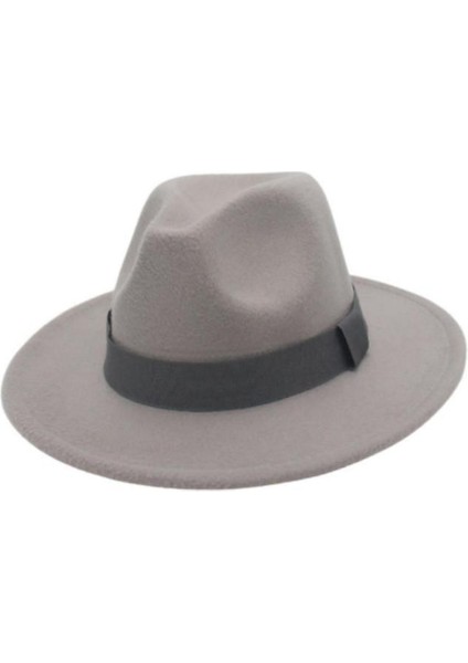 Şık Fedora Kurdele Kış Açık Gri (Yurt Dışından) modelleri