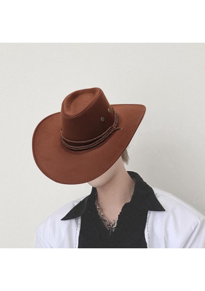 Batı Kovboy Şapkası Sahne Cowgirl Sombrero Kadın Erkek Açık Kamp Kahve Için Caps (Yurt Dışından)