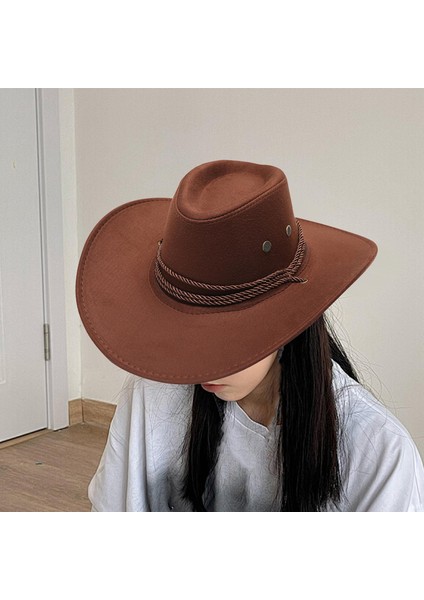 Batı Kovboy Şapkası Sahne Cowgirl Sombrero Kadın Erkek Açık Kamp Kahve Için Caps (Yurt Dışından)