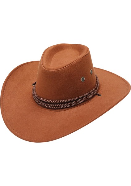Batı Kovboy Şapkası Sahne Cowgirl Sombrero Kadın Erkek Açık Kamp Kahverengi Için Caps (Yurt Dışından)