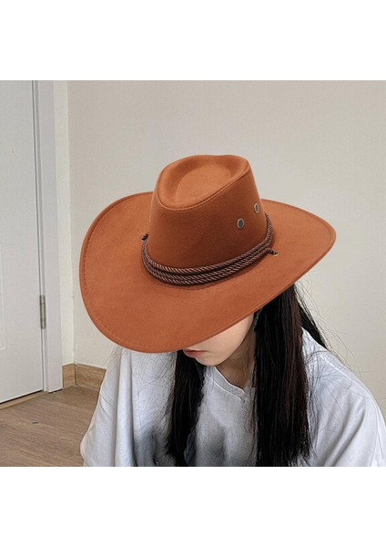 Batı Kovboy Şapkası Sahne Cowgirl Sombrero Kadın Erkek Açık Kamp Kahverengi Için Caps (Yurt Dışından) fırsatları