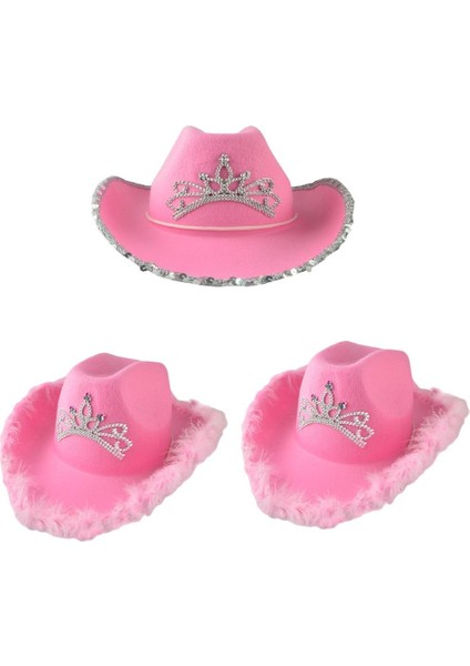 3x Şı Taçlı Kadın Kız Için Geniş Kenarlı Keçe (Yurt Dışından)