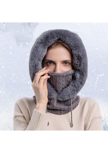 3'ü 1 Ş Eşarp Takımı Işlık Kulaklıklar Hood Örme Gri (Yurt Dışından)
