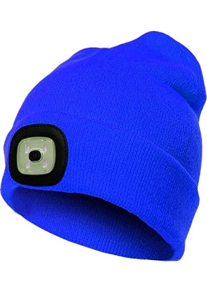 Xcj Işıklı Şapka Erkek/kadın Şapka Kış Sıcak Far Kap 3 Parlaklık Seviyesi Ile Kamp Balıkçılık Için 4 Parlak LED Mavi (Yurt Dışından)
