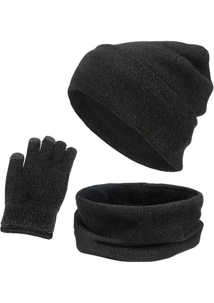 3 /takım Kış Ş Eşarp ve Eldiven Kadın Kız Açık Sürüş Gri (Yurt Dışından)