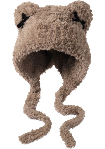 Peluş Şapka Kadın Sonbahar ve Kış Sıcak Kalın ve Kadife Ayı Kulakları Peluş Şapka (Yurt Dışından)