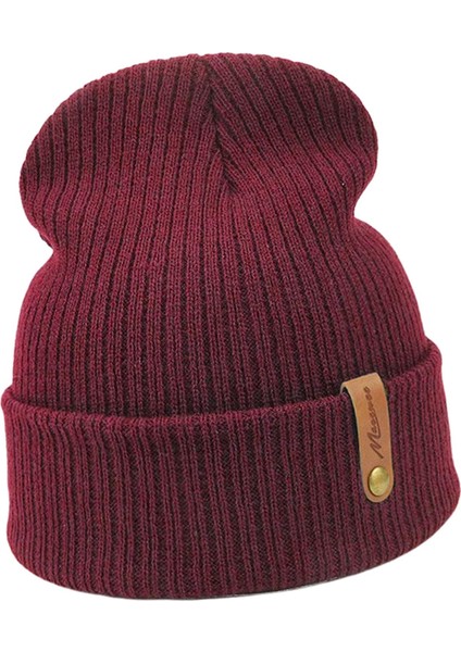 Kadınlar Için Moda Örgü Kış Sı Ş Hımbıl Baggy Beanie Kırmızı (Yurt Dışından)
