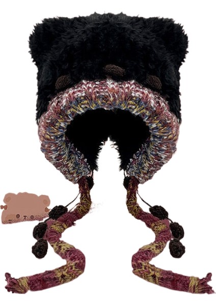 Peluş Şapka Kadın Sonbahar ve Kış Sıcak Kalınlaşmış Artı Kadife Bağcıklı Kulak Koruyucu Peluş Şapka (Yurt Dışından)