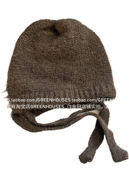Peluş Şapka Kadın Sonbahar ve Kış Sıcak Kalınlaşmış Kadife Strappy Düz Renk Yün Şapka (Yurt Dışından)
