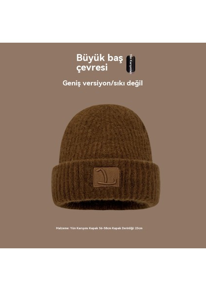 Peluş Şapka Kadın Sonbahar ve Kış Sıcak Kalınlaşmış Kadife Strappy Düz Renk Yün Şapka (Yurt Dışından)