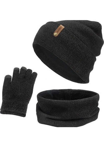 3lü Set Eşarp Örme Set Kışlık Isıtıcı Gri (Yurt Dışından) modelleri