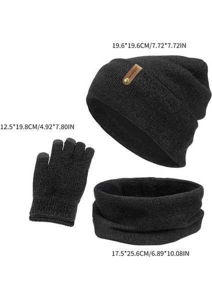 3lü Set Eşarp Örme Set Kışlık Isıtıcı Gri (Yurt Dışından) fırsatları