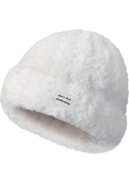 Kadınlar Için Kışlık Sıcak Balıkçı Şapkası, Kalınlaştırılmış ve Soğuğa Dayanıklı, Geniş Baş Çevresi, Küçük Yüz [peluş Tarzı] Beyaz (Yurt Dışından)