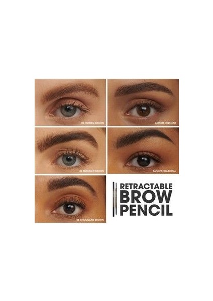 Retractable Brow Pencil-Ekstra Ince Uçlu ve Uzun Ömürlü, Suya Dayanıklı Kaş Kalemi 0,08G modelleri