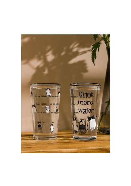 Lcwk Hayvan Baskılı Cam Bardak 2'li 570 ml