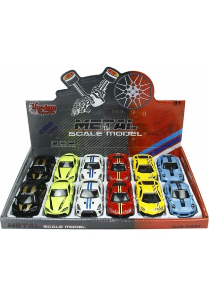KM-4312C Çek Bırak 1:43 Şeritli Metal Spor Araba - Vardem Oyuncak