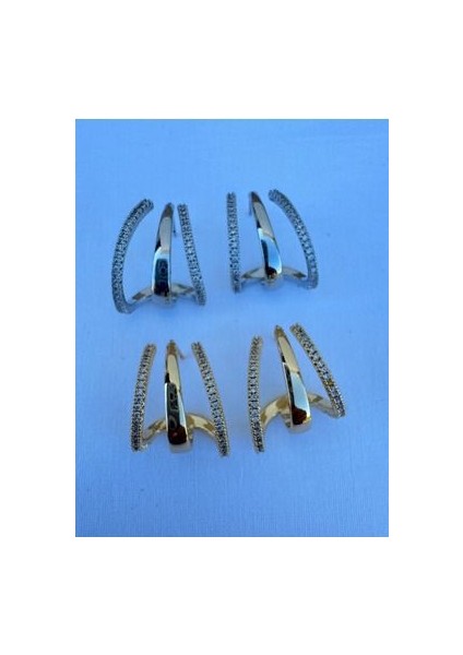 3lü Görünümlü Taşlı Halka Küpe fiyatları