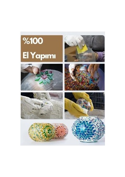 Otantik El Yapımı Mozaik Abajur Masa Lambası Ampul Hediyeli indirimleri