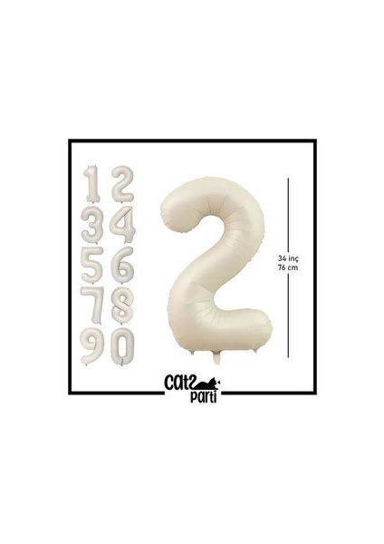 34"inç 76 cm Krem-Bej Folyo Balon 2