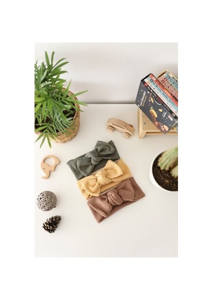 Kız Çocuk & Bebek Ribana Fiyonklu Bandana 3'lü Set