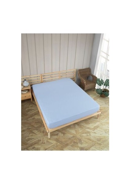 Uykulife Gold Serisi Çift Kişilik Mavi Lastikli Çarşaf