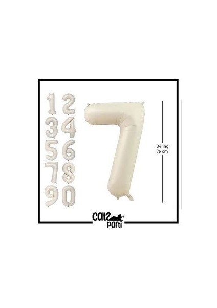 34"inç 76 cm Krem-Bej Folyo Balon 7