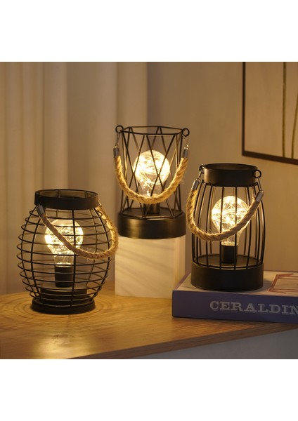 Yaratıcı Gece Lambası Led Bakır Tel Ferforje Taşınabilir Fener (Yurt Dışından)