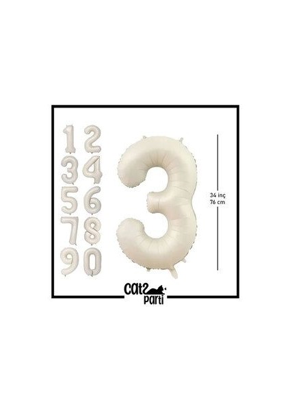 34"inç 76 cm Krem-Bej Folyo Balon 3