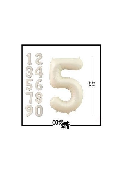 34"inç 76 cm Krem-Bej Folyo Balon 5