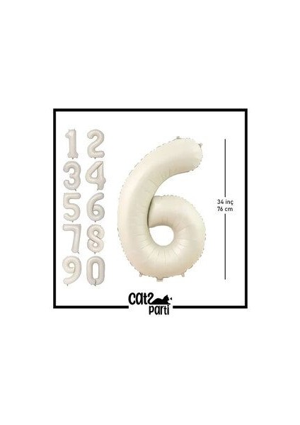 34"inç 76 cm Krem-Bej Folyo Balon 6