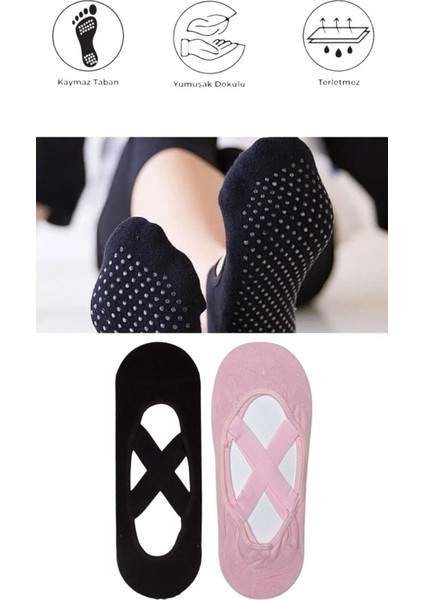 2 Adet Bayan Kaydırmaz Tabanlı Yoga Pilates Fitness Dans ve Spor Çorabı fiyatları