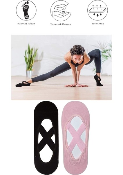 2 Adet Bayan Kaydırmaz Tabanlı Yoga Pilates Fitness Dans ve Spor Çorabı modelleri