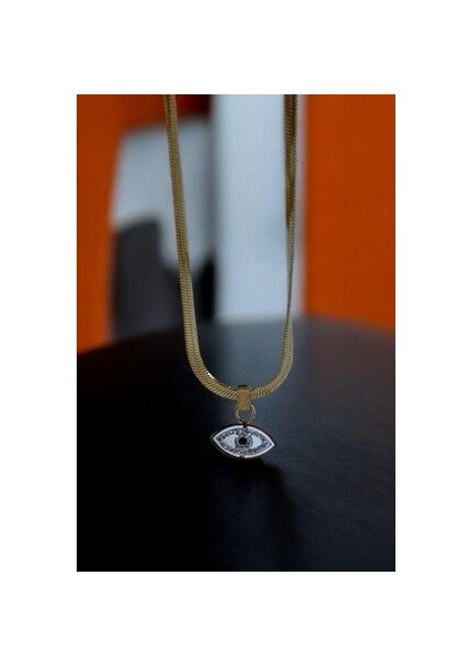 316L Çelik Italyan Zincirli Sedef Nazar Boncuklu Gözlü Kolye fiyatları
