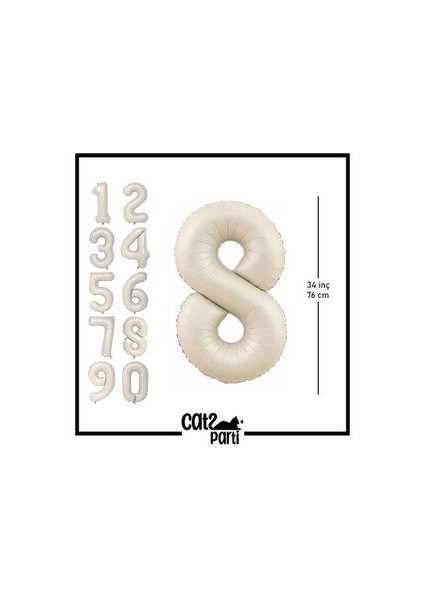 34"inç 76 cm Krem-Bej Folyo Balon 8