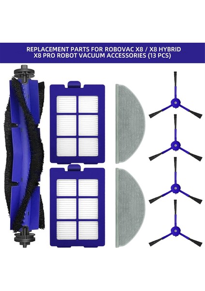 Eufy Robovac X8 ve X8 Hibrit Elektrikli Süpürge Aksesuarları Için 10 Adet Ana Yan Fırça Hepa Filtre Paspas Bezi (Yurt Dışından)