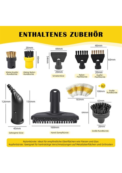 Karcher Buharlı Temizleyiciler Sc1, Sc2, Sc3, Sc4, Sc5 Için 10 Parçalı Aksesuar Seti - Nozullar, Fırçalar ve Bezler Dahil (Yurt Dışından)
