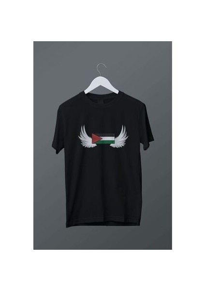 Filistin Bayraklı, Melek Kanatlı Siyah Tişört
