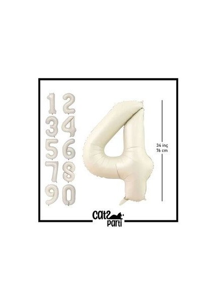 34"inç 76 cm Krem-Bej Folyo Balon 4