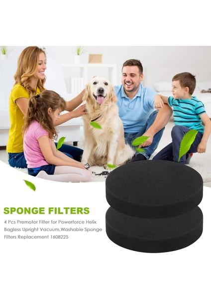 Bissell Powerforce Helix Torbasız Dik Süpürge Için 4 Adet Ön Motor Filtresi, Yıkanabilir Sünger Filtreler Yedek 1608225 (Yurt Dışından)