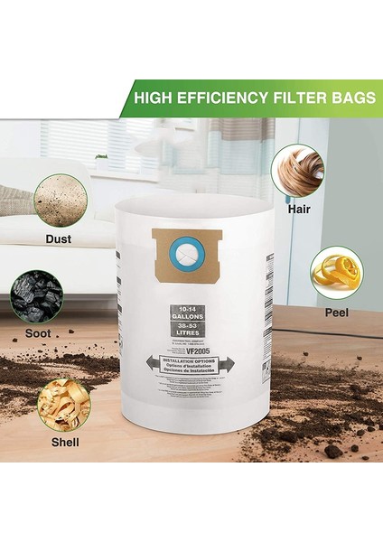 Shop-Vac 9066200 Için 10 Paket VF2005 Toplama Filtre Torbaları 10-14 Galon Tip F + Tip I, 90662 ve 90672 Parçalarını Değiştirin (Yurt Dışından) modelleri