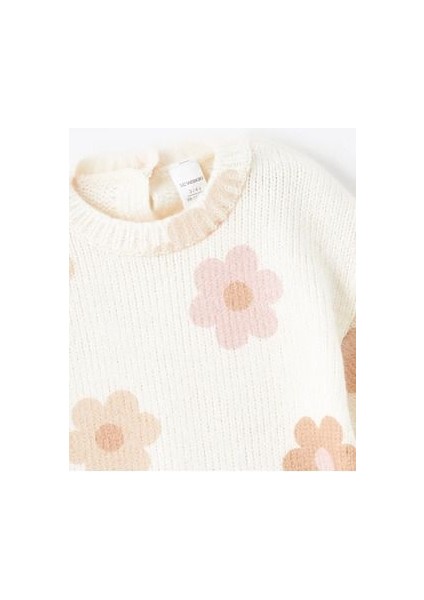 Lcw Baby Krem Rengi Bisiklet Yaka Uzun Kollu Kız Bebek Kazak ve Tayt 2'li Takım modelleri