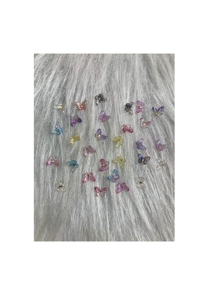 29-30 Adet Renkli Kelebek Charm Tırnak Süsü
