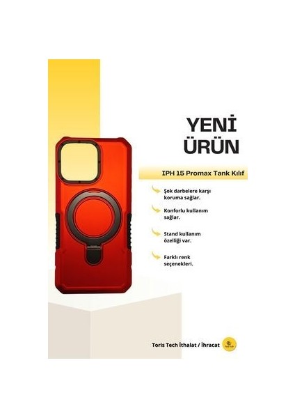 Iphone 15 Pro Max Yüksek Koruma ve Stand Özellikli Tank Kılıf