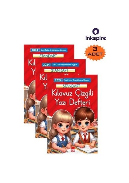 Yeni Müfredat Güzel Yazı Defteri 16,5X24 cm 24 Yaprak 3 Adet Standart Kılavuz Çizgili Yazı Defteri