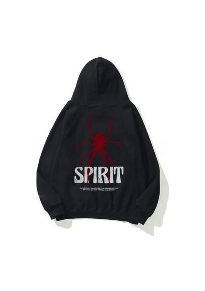 Unisex Örümcek Baskılı Oversize Kapüşonlu Sweatshırt fiyatları