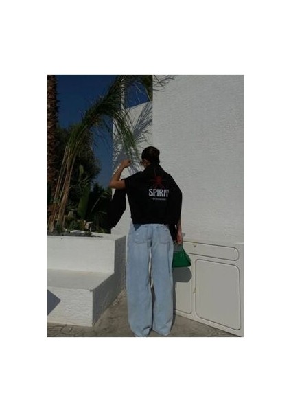 Unisex Örümcek Baskılı Oversize Kapüşonlu Sweatshırt indirimleri