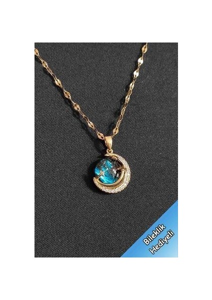 Kadın Paslanmaz Çelik Gold Zincir Yıldız Gökyüzü Kolye Klasik