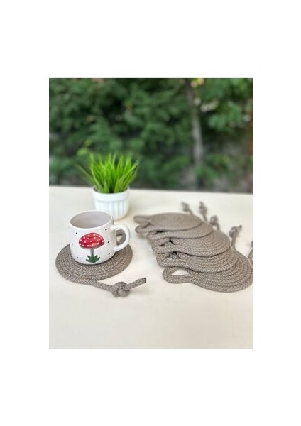 Hasır Bardak Altlığı ( 6'lı ) Fincan,bardak,mum Altlığı,el Yapımı Bej