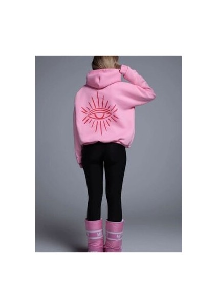 Unisex Göz Baskılı Oversize Kapüşonlu Sweatshırt fiyatları