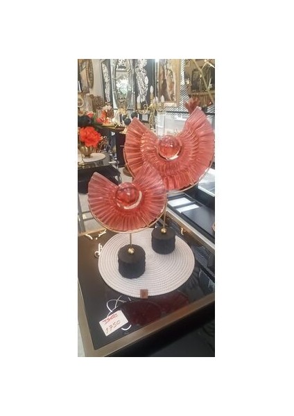2 Li Obje epoksi malzeme şık şeffaf bi ürün themisses marka turuncu renk ayak engi metal gold